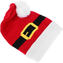 Gorro de punto navideño con cinturón de Papá Noel, gorro de invierno suave y cálido para adultos, gorro divertido para las fiestas navideñas.