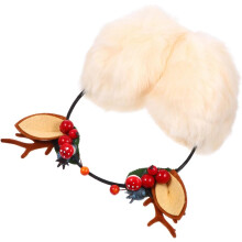 Cartoon Reindeer Antlers Headband Winter Ear Muffs for Warm Elk Design Outdoor Headband