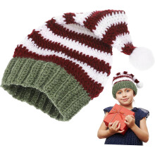 Parent-boy Girl Knitted Hat Warm Woolen Christmas Stripe Hat for Winter Family Outings Holiday Gatherings