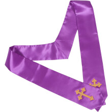 Elegante, violette Satin-Stolen für Geistliche (Herren/Pastoren) mit wunderschön gesticktem Kreuz