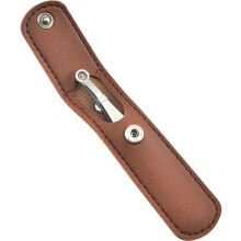 Stainless Steel Nose Hair Remover and Nasal Hair Trimmer Set Brown Leather Case