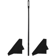 Reinigingsset voor fluit en piccolo met stevige plastic staaf en zachte doekjes.