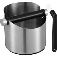 Kaffeepulver-Abklopfbox, Edelstahl, rutschfest, mit Reinigungsbürste