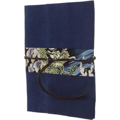 Fabric Book Cover for A6 Notebooks Decorative Patchwork Dragon Design Handmade Small Book Sleeve Protector