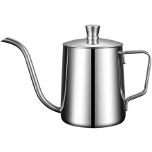 Edelstahl-Kaffeekessel für den Heimgebrauch, silberfarben, mit Deckel, Mini-Behälter für heiße und kalte Getränke, robust und praktisch.