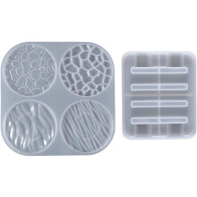 DIY-Silikonform-Untersetzer-Set mit 4-Wellen-Muster und Sockel, handgefertigtes Harz-Bastelwerkzeug