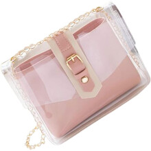 1 Set Transparente PVC-Umhängetasche für Damen, leichte, lässige Handtasche mit Kette, Stauraum