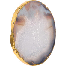 1pcs Oval Agate Coaster Gold-Plated Edge Agate Stone Coaster