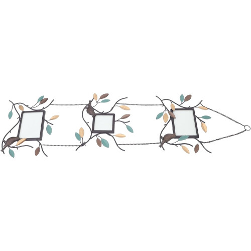 Metal Bird Branch Wall Frames Hanging Collage Photo Frames with Rustic Iron Material