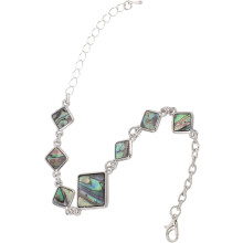 Regenbogenfarbenes Abalone-Armband mit Muschelgliedern in geometrischen Formen, stapelbar, perfekt für Damen, Strandhochzeiten und Sommeroutfits