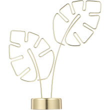 Tischkartenhalter mit Monstera-Blatt-Motiv aus Metall, goldene Fotoklammern und Memo-Klammer aus Eisen