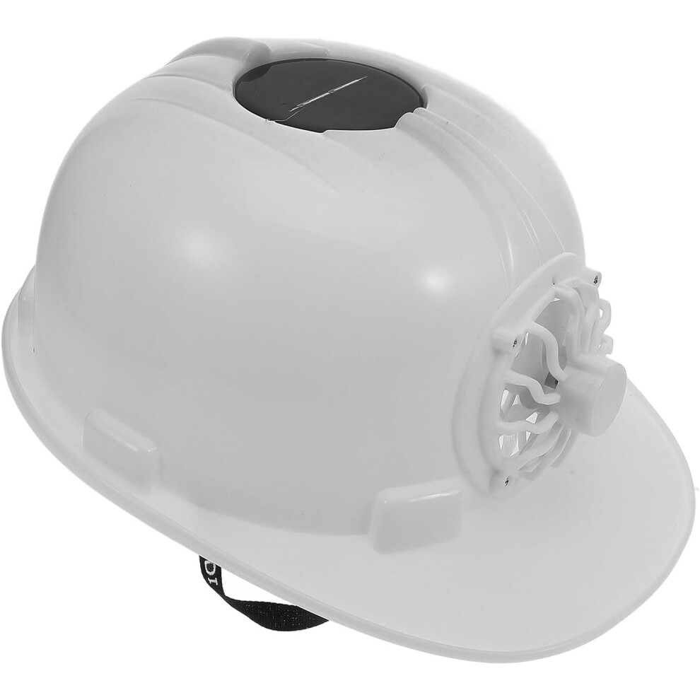 Solar Powered Safety Hard Hat With Built-In Fan, White Construction Helmet 5455468295393