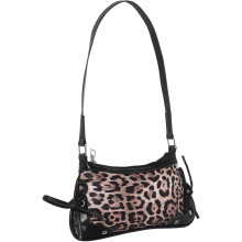 Modische Halbmondtasche mit Leopardenmuster und schicker Schleife, PU-Armtasche