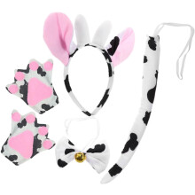 Kuh-Stirnband, Fliege und Schwanz-Requisiten – Accessoires für Tier-Cosplay-Kostüme