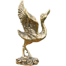 Kranich-Ornament aus Messing, Retro-Goldene Kranich-Vogelskulptur, Heimdekoration, Einweihungsdekoration