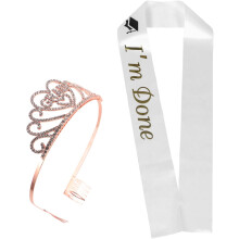 1 Set Graduation Sash and Tiara Set Shiny Rhinestone Crown with Comfortable Satin Sash
