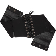 Wide Black Corset Belt for Women, Vintage Underbust Elastic Waist Cincher with Lacing