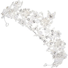 Hochzeitshaarschmuck, florale Perlen-Tiara, Kopfschmuck für Damen