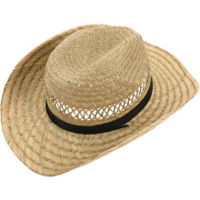 Palha Cowboy Chapéu Homens Largo Brim Handwoven Verão Chapéu Sol Pesca ao ar livre Caminhadas Camping Proteção UV Black Polka Dot