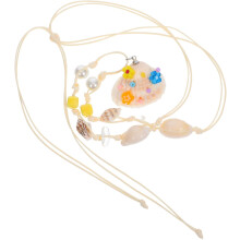 Boho-Halskette für Damen, Anhänger aus natürlicher Muschel, Perlenchoker, Schlüsselbeinschmuck, Strandurlaubsschmuck