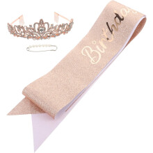 Prinzessinnen-Geburtstagsparty-Tiara mit Strasskrone und Schärpe