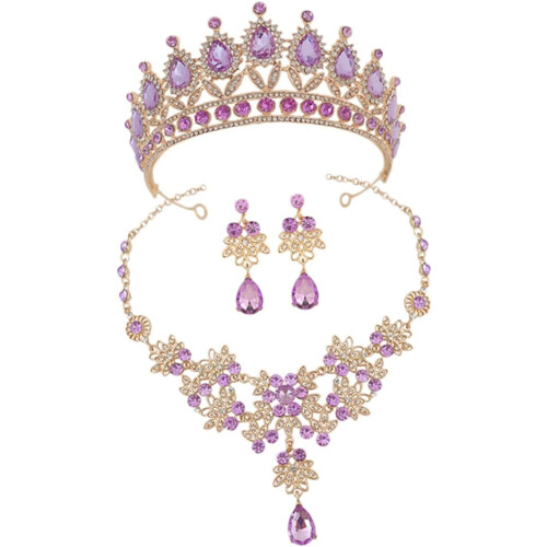 Splendidi gioielli a corona per elegante collana e orecchini a tiara.
