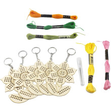 5-teiliges Sonnenblumen-Kreuzstich-Set aus Holz, DIY-Zubehör mit zufälligen Garnfarben