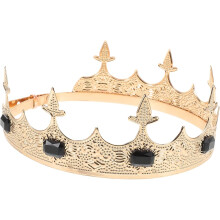 Starožitná kráľovská koruna pre mužov na halloweensky ples, elegantná čelenka s drahokamami