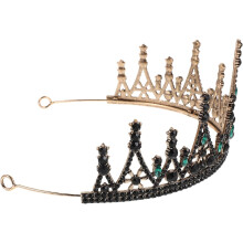 Baroque Retro Bride Wedding Crown Rhinestone Crystal Tiara Headpiece Green Antique