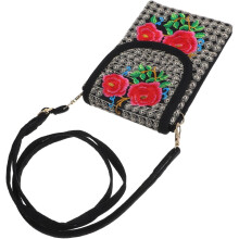 Bestickte Canvas-Handtasche mit Blumenmuster für Mädchen und Frauen, kulturelle Schultertasche, Handytasche