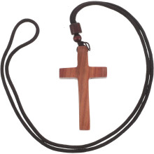 Kreuzanhänger-Halskette aus blutrotem Sandelholz, christlicher Schmuck für Damen und Herren