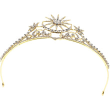 Strass-Haarreif mit funkelnder Krone, Diadem, Brautschmuck, Stern- und Mond-Schmuck für Damen, Haaraccessoires