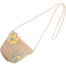 Strohhandtasche für Mädchen, Umhängetasche, Mini-Schultertasche, süße, leichte Strandtasche