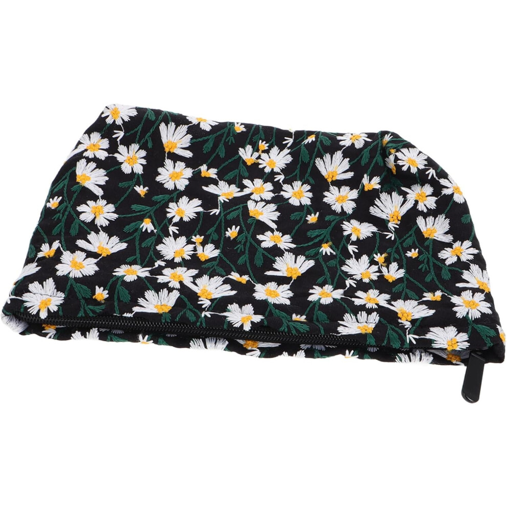 Hkhbjs Daisy Floral Makeup Bag Sturdy Canvas Travel Toiletry Organizer