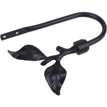 Wandhaken, Kleiderhaken, schwarz, Metall, robust, dekoratives Blätterdesign
