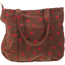 Große Schultertasche mit Erdbeermuster, modische Tragetasche für Damen aus Cord