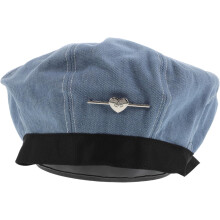 Cowboy-Baskenmütze für Damen, Denim-Baskenmütze, verstellbare achteckige Schirmmütze, atmungsaktive Künstlermütze