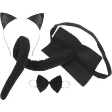 Black Cat Headband Ears and Tail for Cosplay and Party Cute Animal Costume Accessory