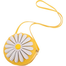 Niedliche Gänseblümchen-Schultertasche aus PU für kleine Mädchen, leichte Umhängetasche