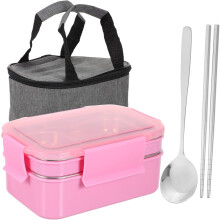 Isolierte Bento-Lunchbox mit dicht schließendem Deckel, Edelstahl 304, unterteiltem Serviertablett aus Kunststoff, tragbar