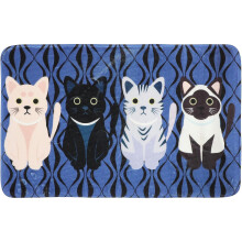 Badezimmer-Fußmatte mit Cartoon-Katzenmuster, 50 x 80 cm, Polyester, strapazierfähig, wasserabweisend