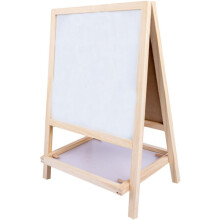 Double-Sided Wooden Drawing Board Easel 2-in-1 Foldable Educational Blackboard and Graffiti Writing Tablet