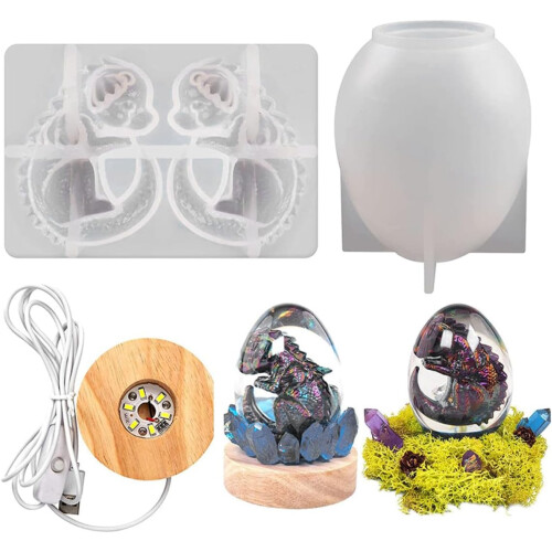 Καλούπι Σιλικόνης Dragon Egg Καλούπι Δράκου με Βάση Λευκού Φωτός 8cm