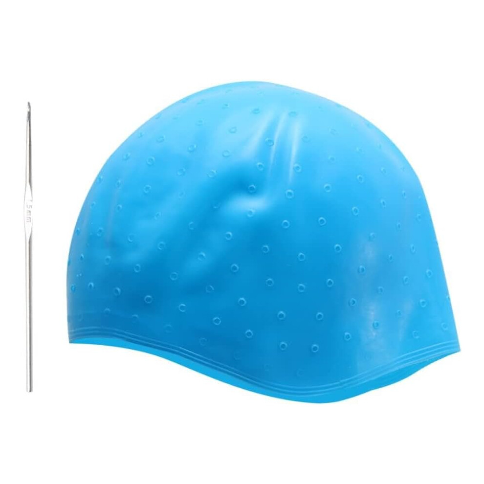 Hkhbjs Hair Coloring Cap Silicone Dyeing Tool With Needle For Salon Use Comfortable Fit Blue Highlighting Hat