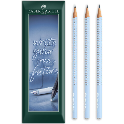 Faber-Castell (Sky Blue) Faber-Castell Sparkle Triangular Graphite Pencil B Grade Pack of 3