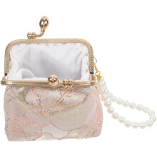 Abendclutch für Damen, Umhängetasche mit Blumenmuster, tragbares Münzportemonnaie mit Perlen