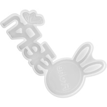 Iepurașul de Paște din silicon, mucegai pentru turnare în rășină, decor de masă DIY, litere de iepuraș