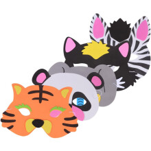 5 st klädmasker för pojkar och flickor, karnevalsmasker, elefant, tiger, zebra, panda, katt, födelsedagsfestmasker