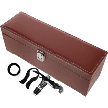 Tragbare Weinkiste, PU-Box, braun, Retro, elegant, zur Aufbewahrung von Weinflaschen, Weinverpackungsbox