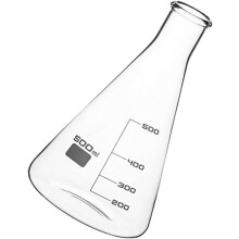 Laboratorium glazen erlenmeyerfles van 500 ml met platte bodem en synthetisch materiaal